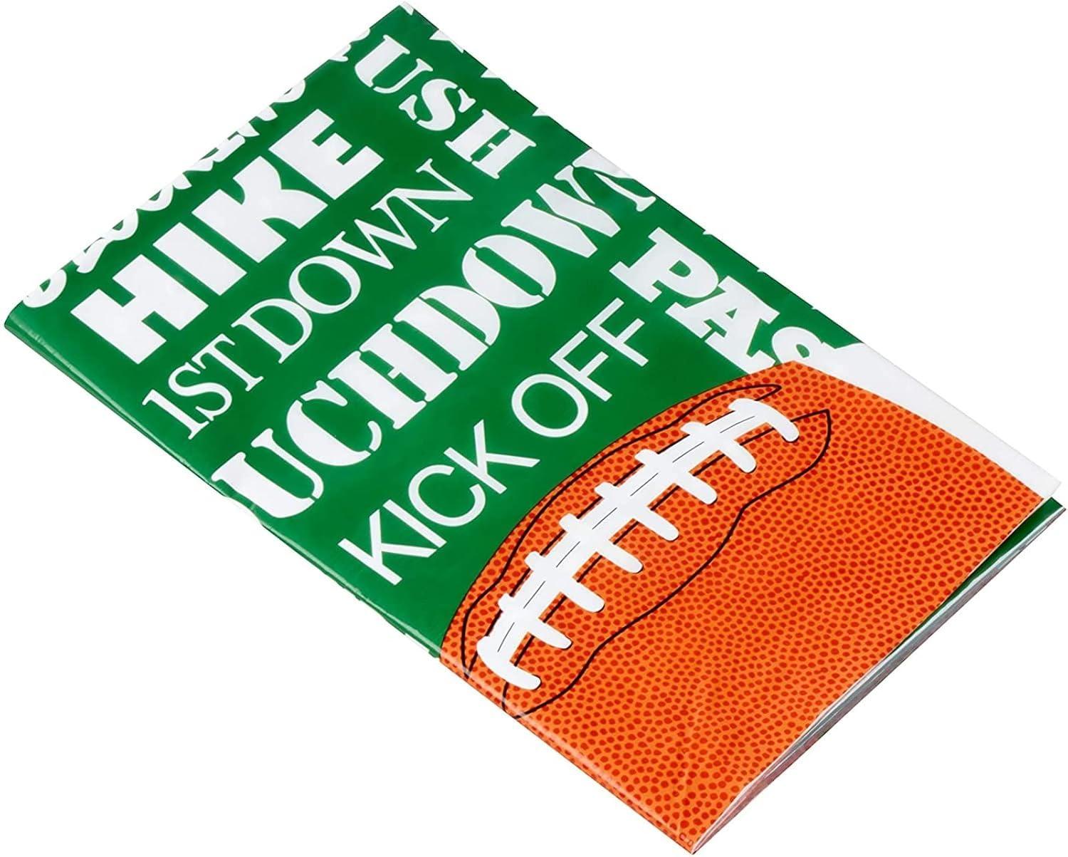 Juvale 3 Pack Football Plastic Tablecloth for Game Day Party, Green Table Cover (54 x 108 in)