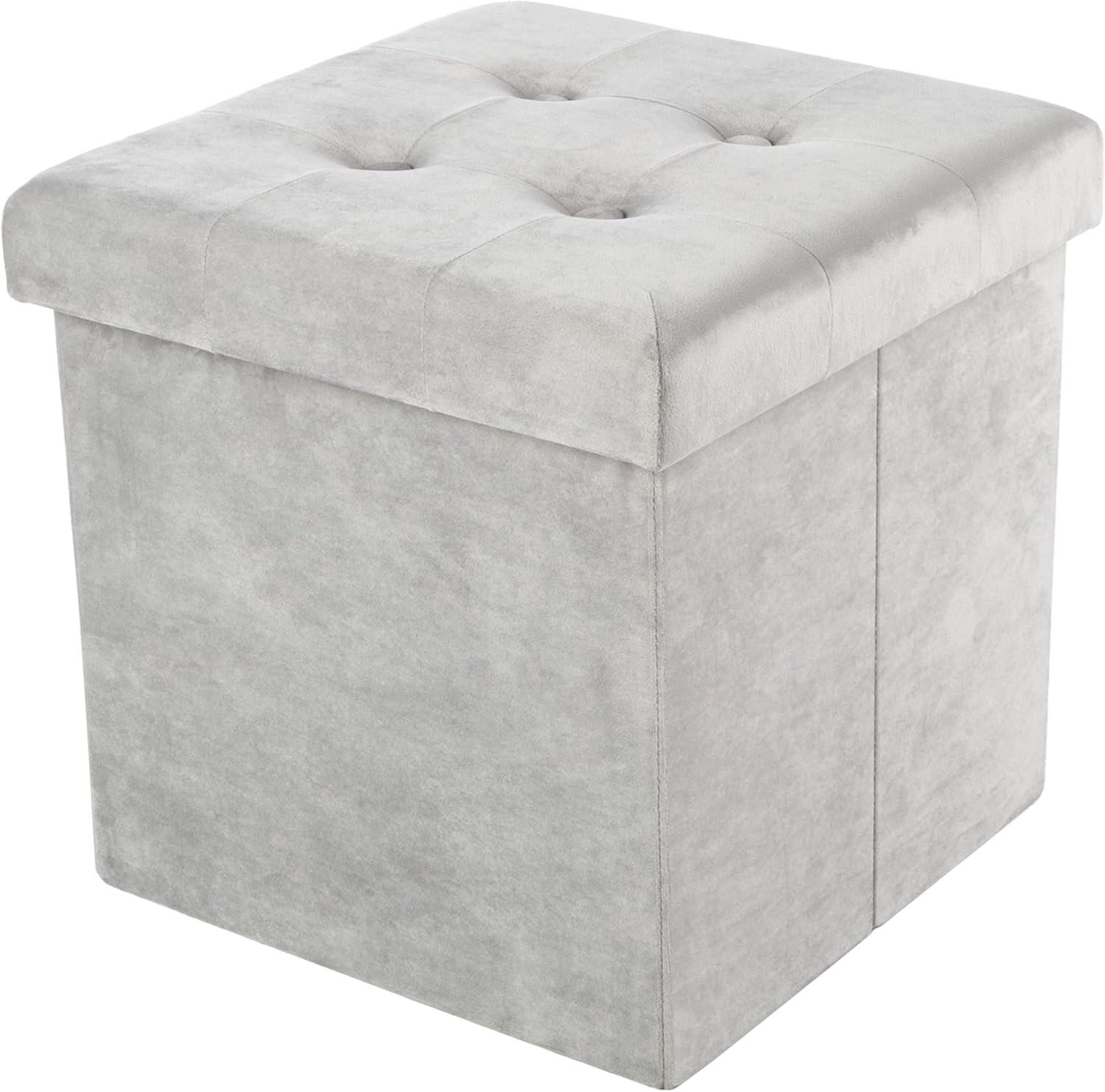 Lavish Home Velvet Tufted Storage Ottoman