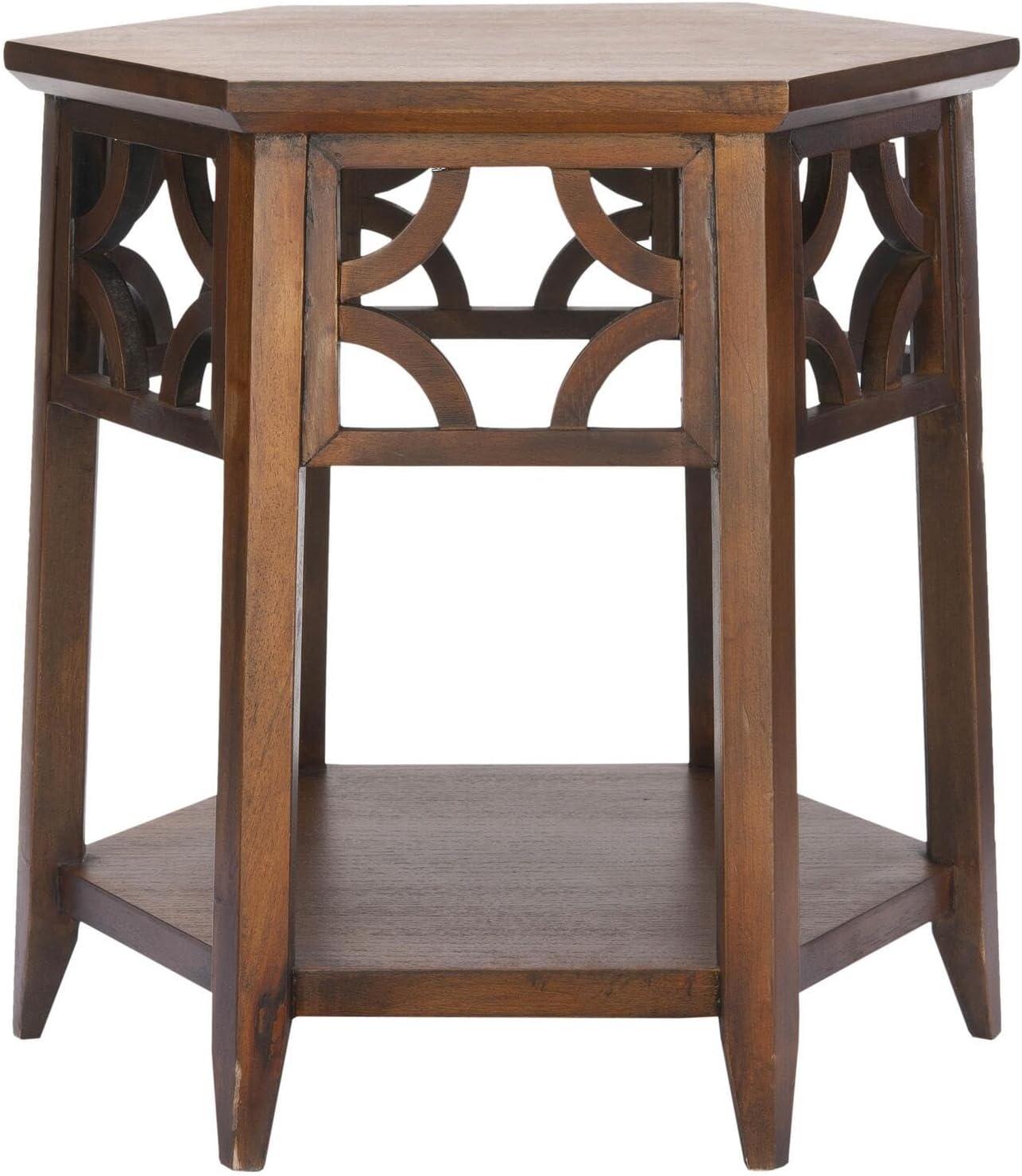 Connor Transitional Bayur Wood Hexagon End Table in Light Brown