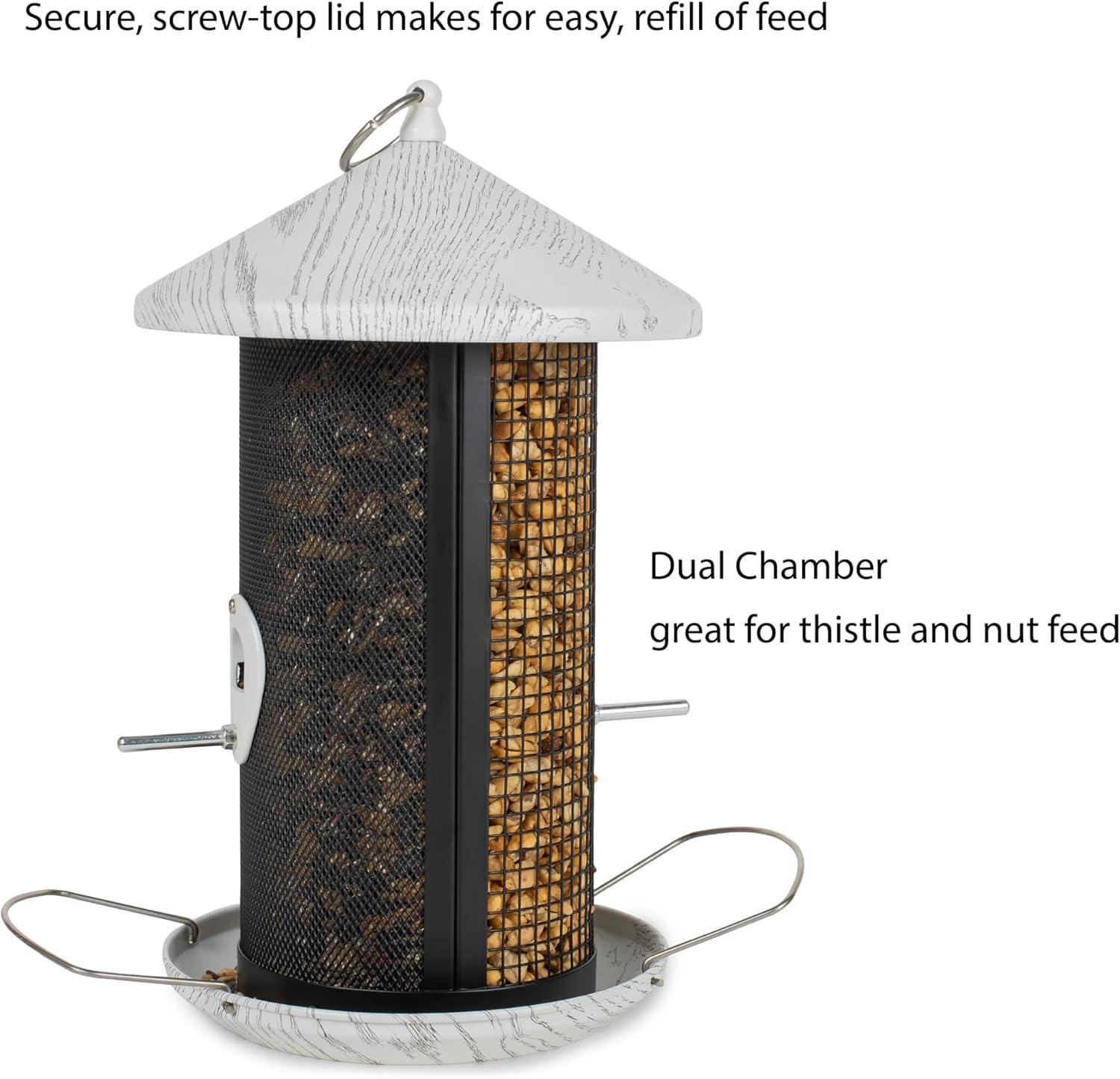 Cottage Garden Hanging 12 inch Whitewashed Finish Heavy Duty Mesh Metal 3 Lb. Bird Feeder