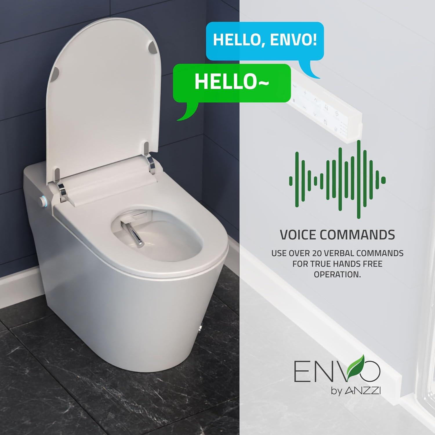 ANZZI Echo 1.28 Gallons GPF Elongated Floor Mounted Bidet Toilet (Seat Included)