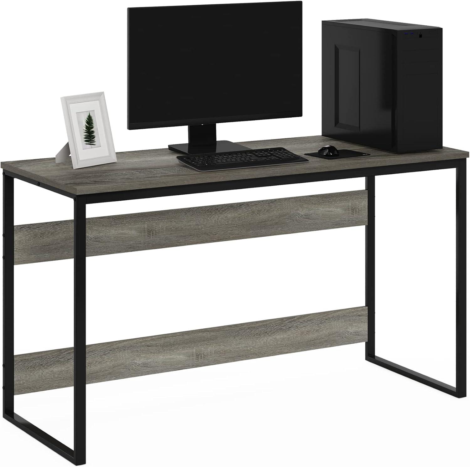 Furinno Modern 52" Wide Computer Desk Metal Frame Writing Study Laptop Table Home Office Workstation,French Oak Grey