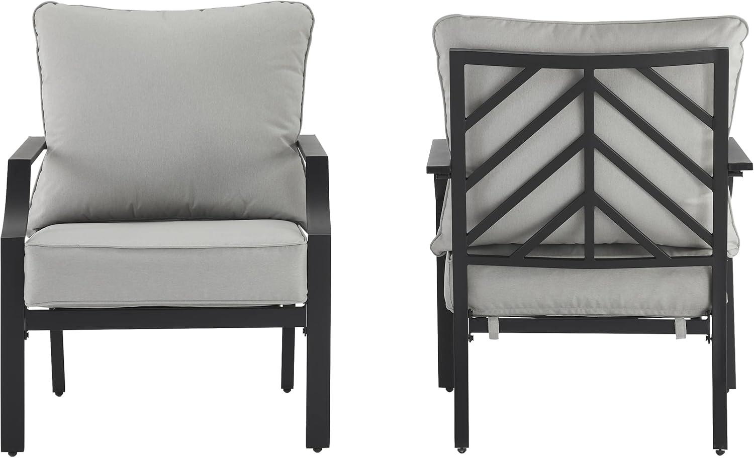 Crosley Furniture Otto 17.5" Metal Outdoor Chair in Gray/Matte Black (Set of 2)