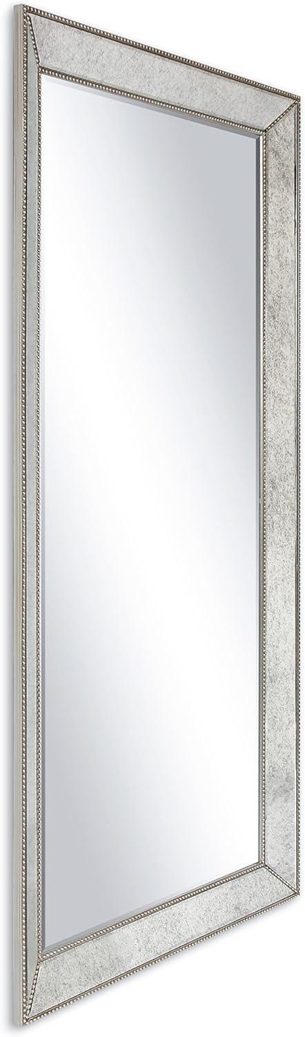 Empire Art Direct Champagne Bead Beveled Rectangle Solid Wood Framed Wall Mirror Ready to Hang, Living Room, Bedroom ＆ Office, 80" x 40"