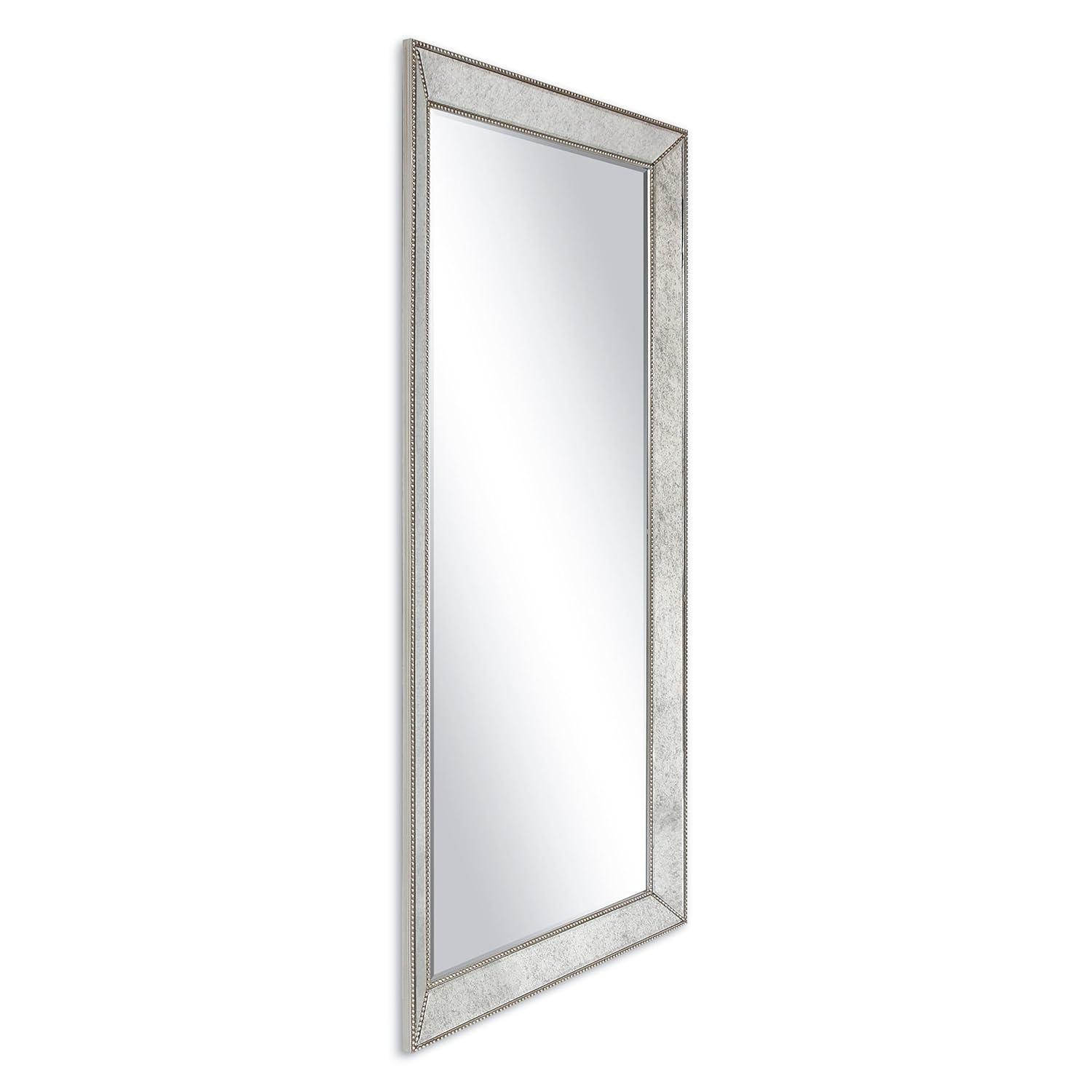 Empire Art Direct Champagne Bead Beveled Rectangle Solid Wood Framed Wall Mirror Ready to Hang, Living Room, Bedroom ＆ Office, 80" x 40"