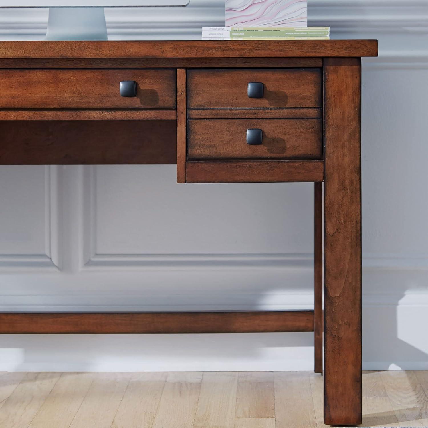 Tahoe Executive Writing Desk - Aged Maple - Home Styles: Mid-Century Modern, Hardwood Frame, Drawer Storage