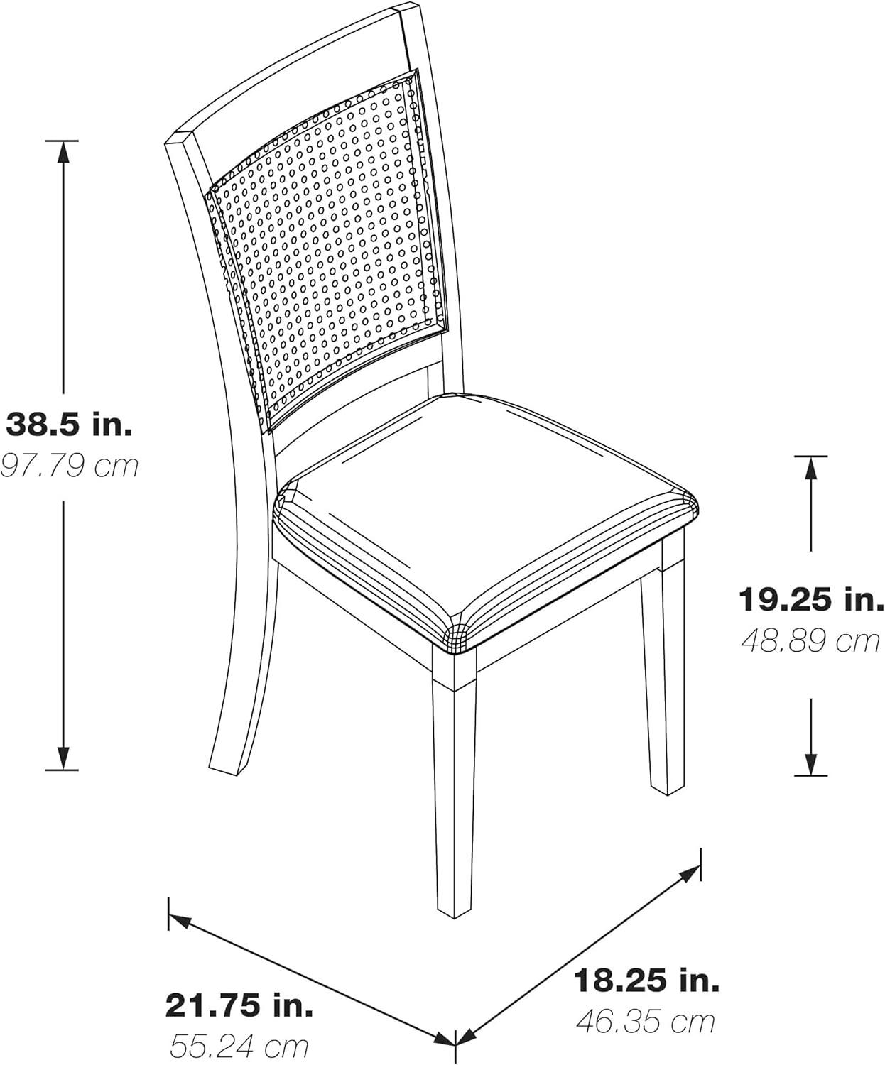 Walden Cane Back Dining Chair  with Gray Base and Linen White Fabric Seat