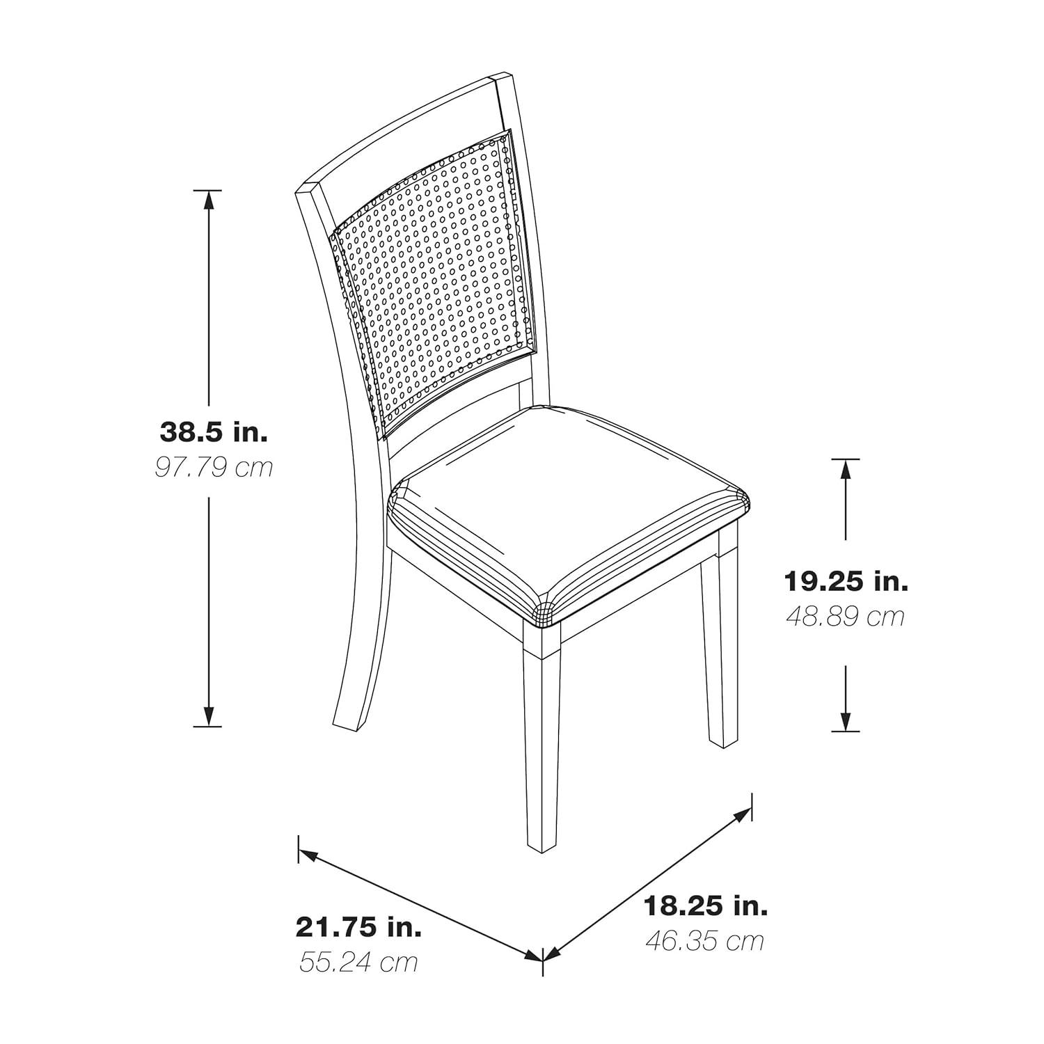 Walden Cane Back Dining Chair  with Gray Base and Linen White Fabric Seat