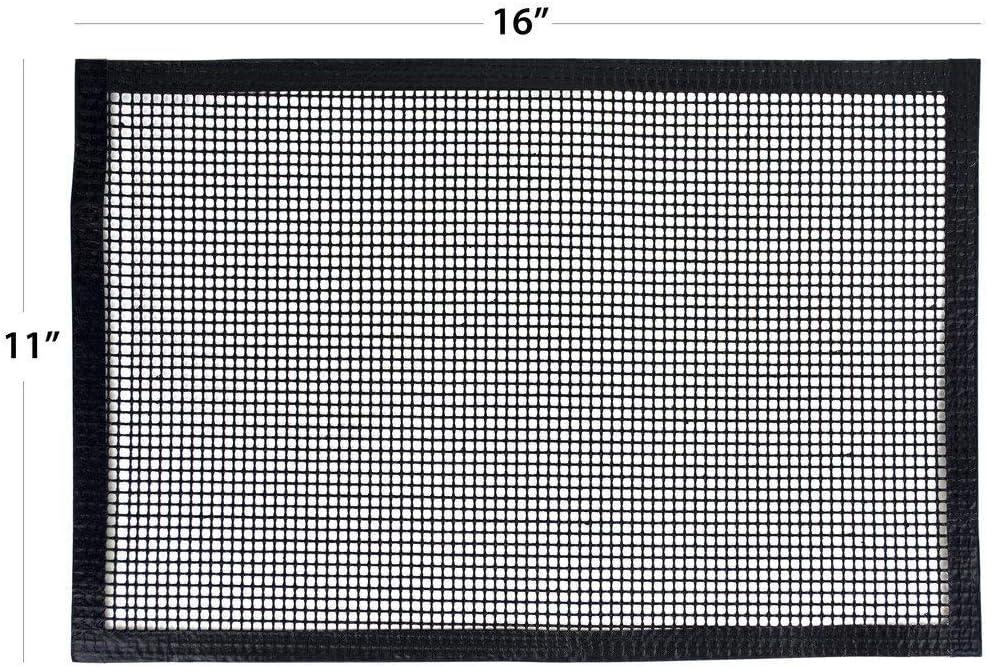 SENRISE BBQ Grill Mesh Mat Nonstick Grilling Mesh Pads Outdoor Oven Grill Baking Sheet Reusable Black