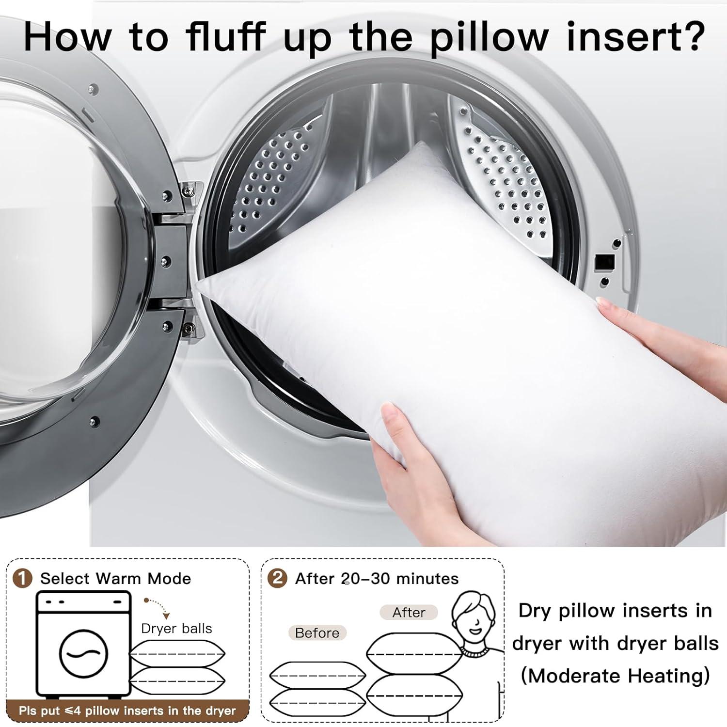 Acanva Throw Pillow Stuffer Inserts Decorative Rectangle Premium Sham Forms Cushion for Sofa Couch Chair, 12x20 Inch (Pack of 4), White 4 Count
