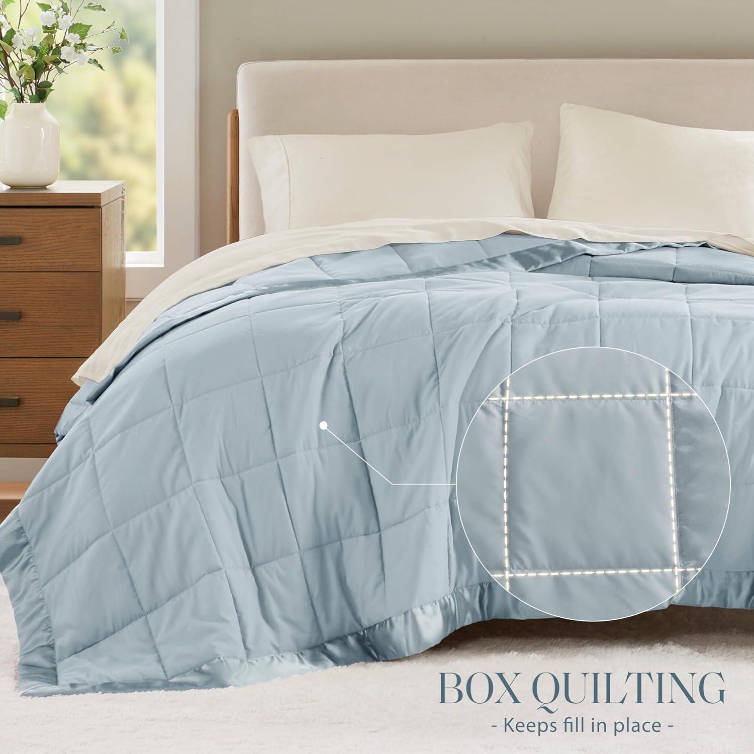 Lightweight Down Alternative Blanket with Satin Trim