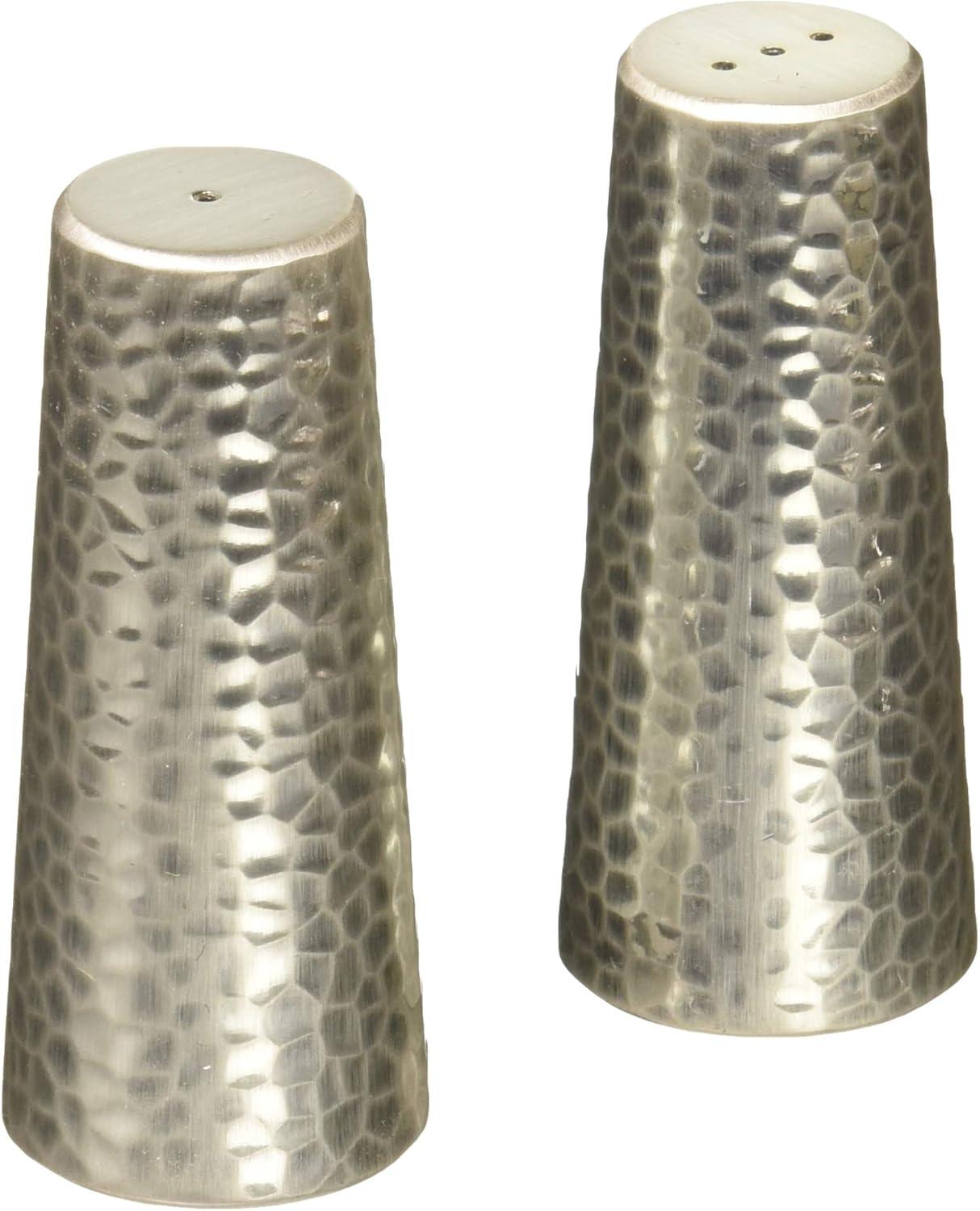 Matte Silver Hammered Salt and Pepper Shaker Set