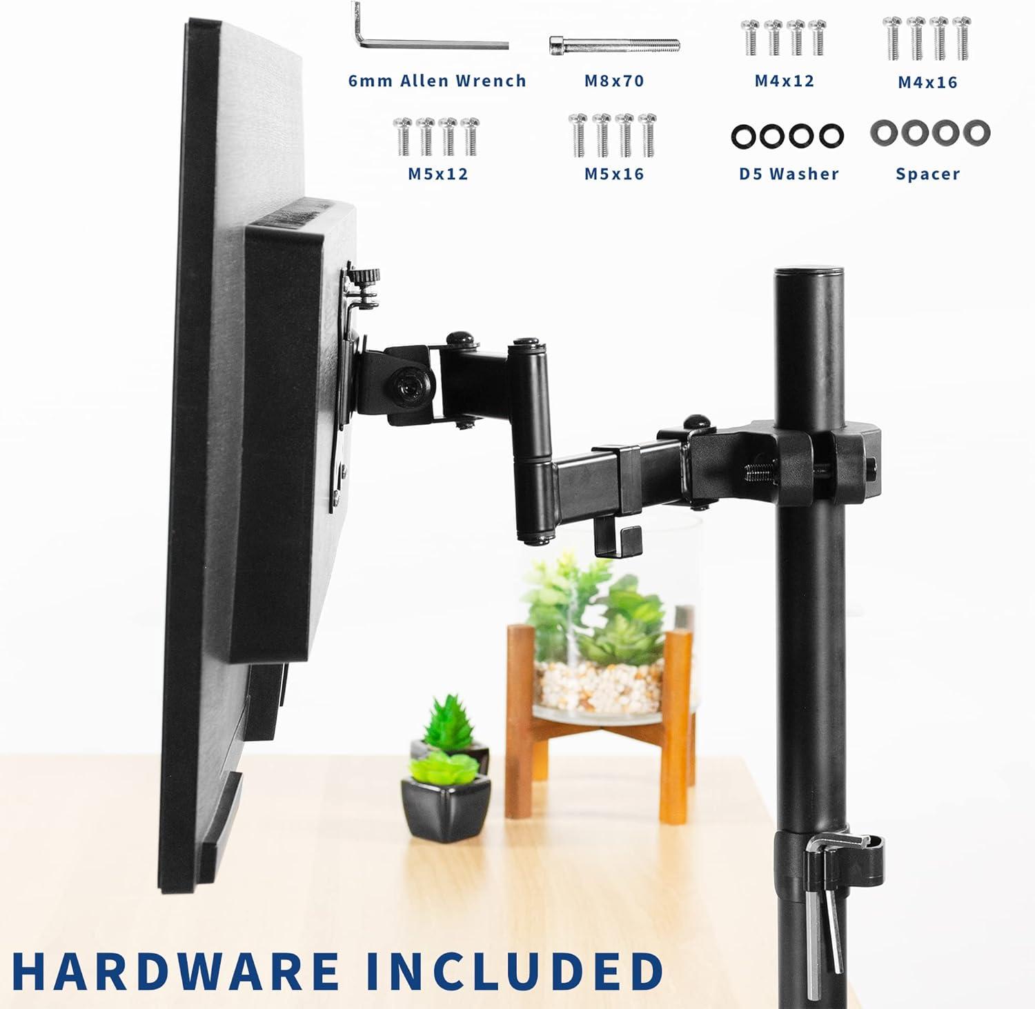 VIVO Steel Universal Pole Mount Monitor Arm VESA Plate | Fits 17" to 32" Screens