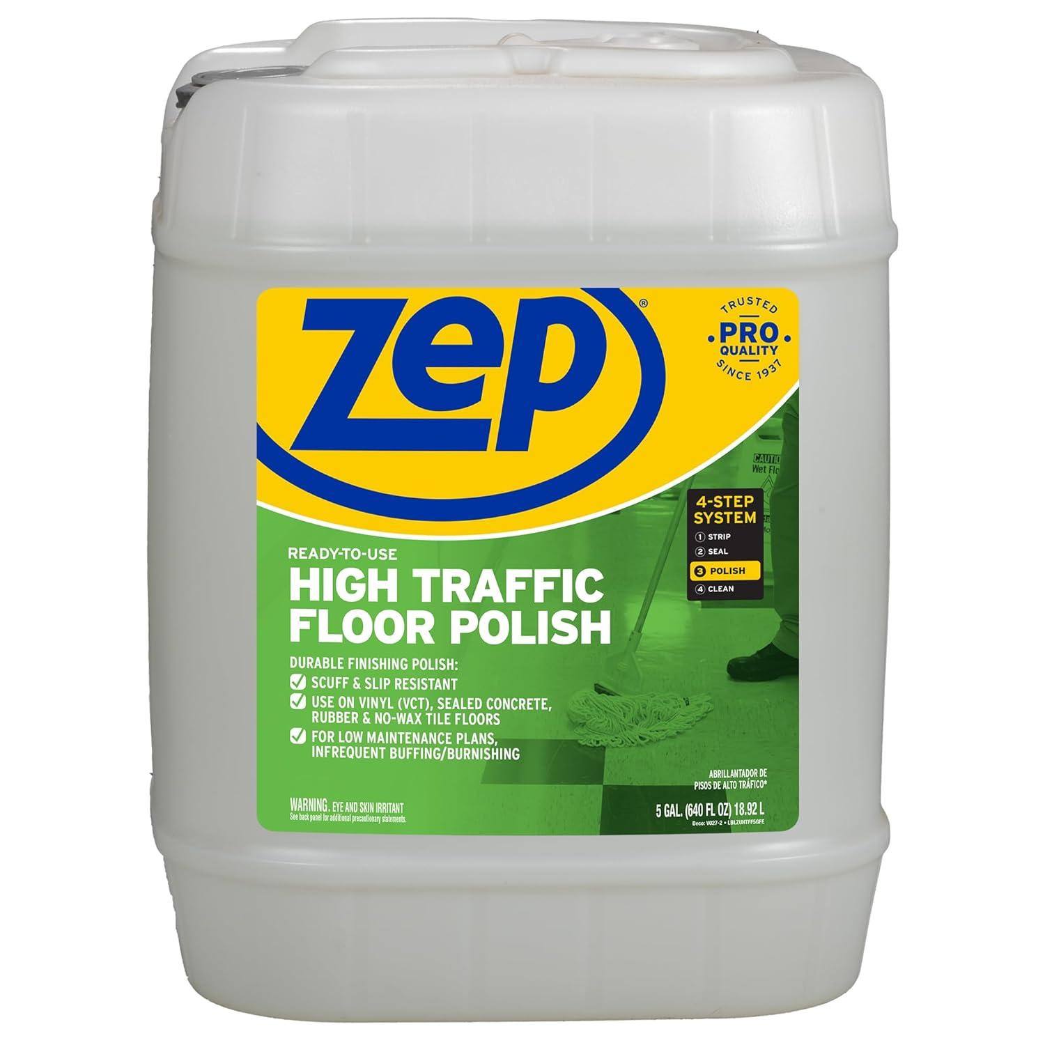 ZEP Zep High Traffic Floor Polish – Scuff Resistant Floor Shine – 5 Gallon - Each