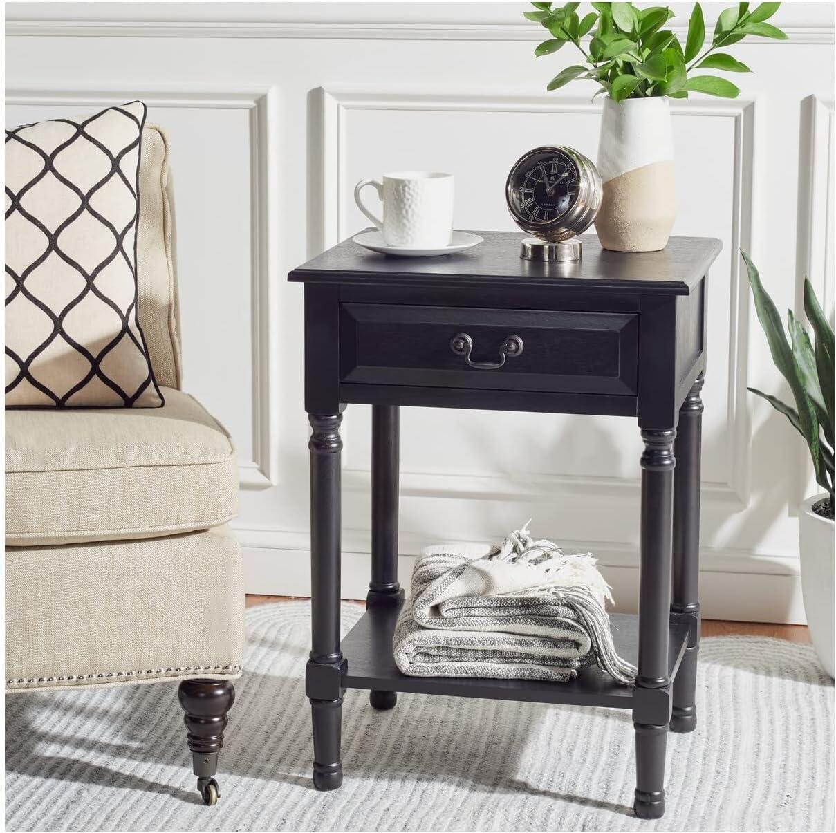 Whitney 1 Drawer Accent Table - Black - Safavieh.