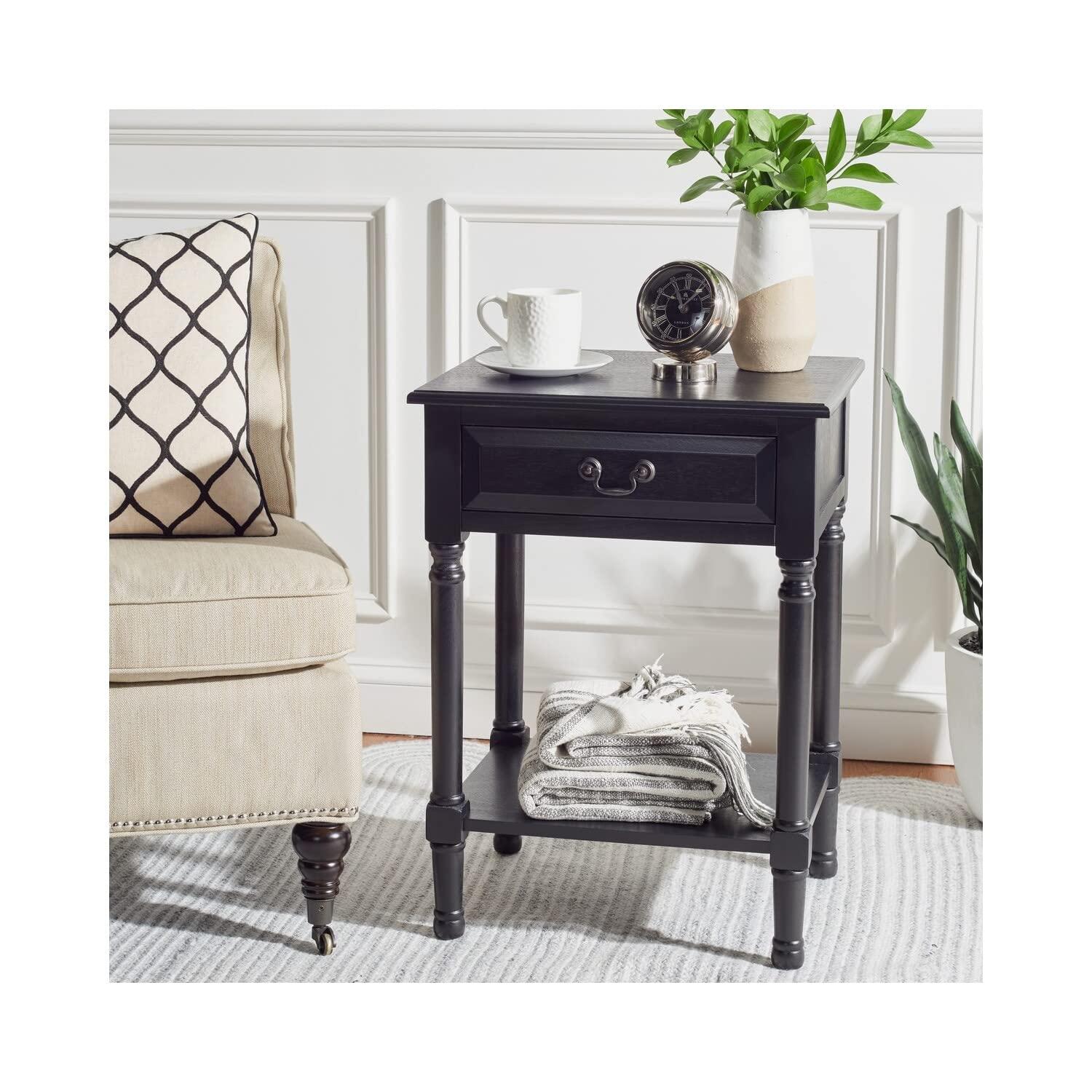 Whitney 1 Drawer Accent Table - Black - Safavieh.
