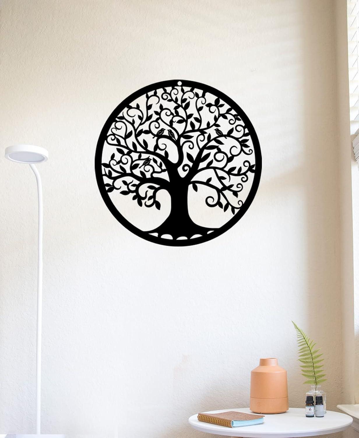 RESACO Tree of Life Wall Art Metal Tree Life Wall Decor Family Tree Wall Plaque 11 Inches Tree of Life Wall Hanging for Bathroom Kitchen Living Room Bedroom Indoor Outdoor（Black）
