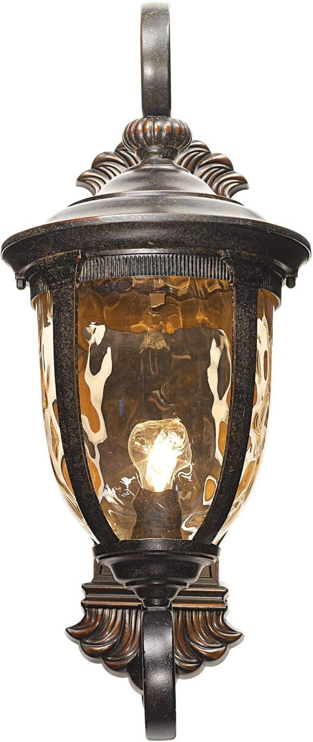 Bellagio Traditional Bronze Outdoor Wall Light with Champagne Hammered Glass