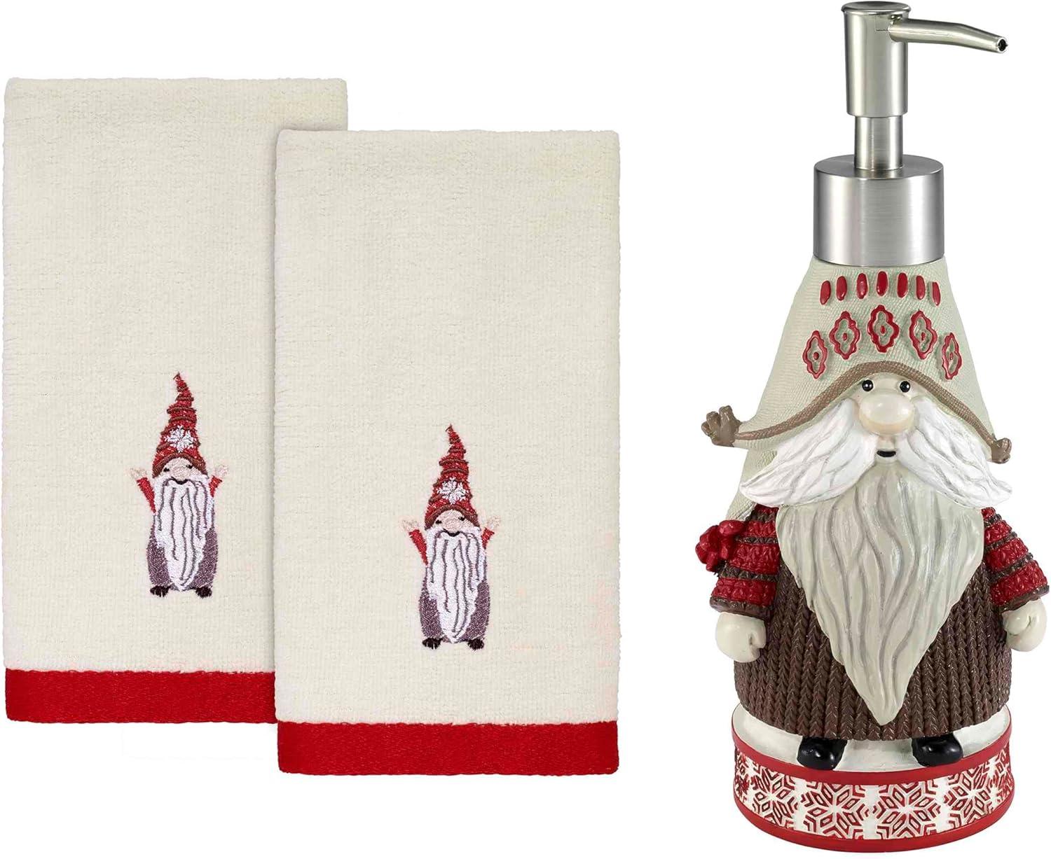 Christmas Gnomes Resin Lotion Dispenser with Cotton Towels