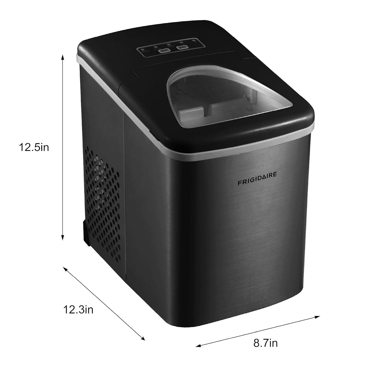 Frigidaire 26 Lbs per Day Portable Compact Maker, Ice Making Machine, Black Stainless, Medium
