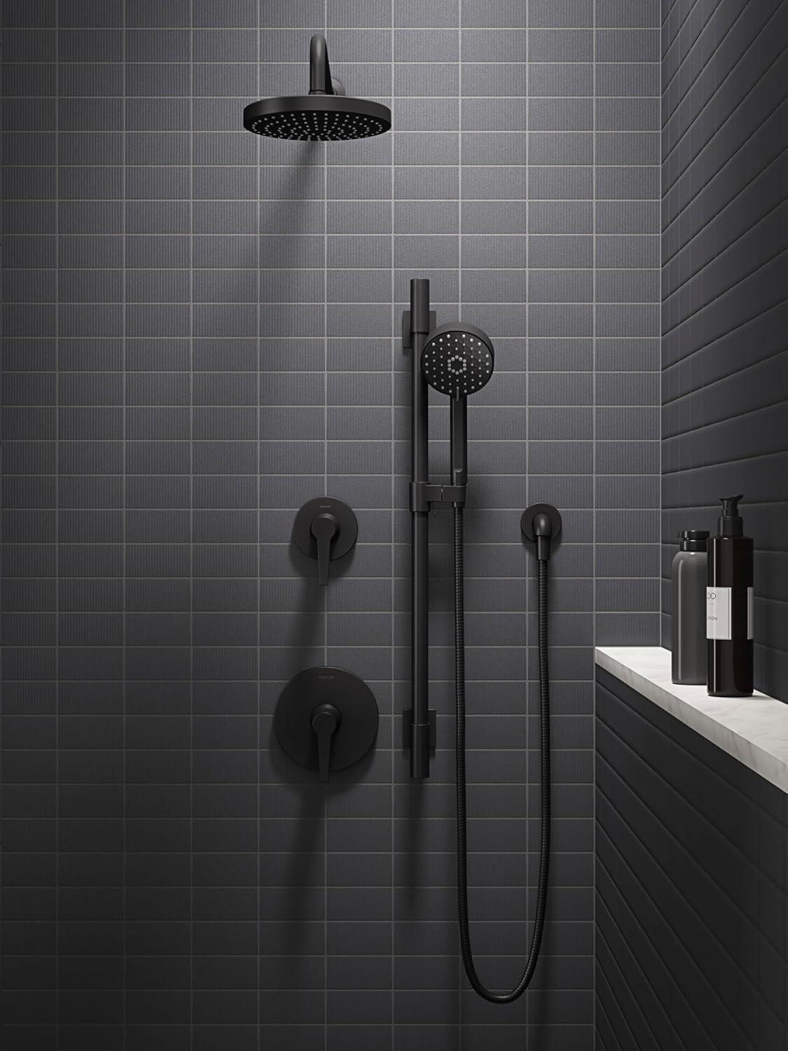 Matte Black Adjustable Height Rain Shower Kit