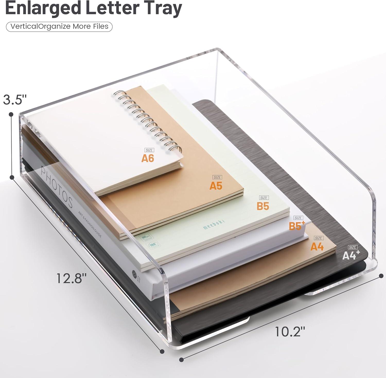 Clear Acrylic Stackable Desk Organizer Tray Set