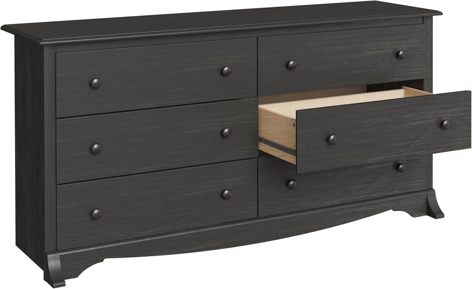 6 Drawers Riverdale Dresser Washed Black - Prepac: Modern Storage Furniture for Home