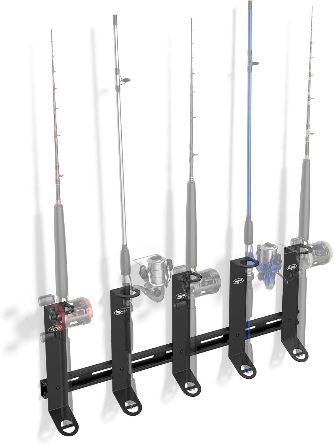 Koova Wall Mount Fishing Rod Holders & Reel Storage | Sturdy Fishing Pole Holders | Steel Rack Fishing Organizers and Storage | Fishing Pole Rack for Garage & Storage Sheds | Fishing Storage Organizer