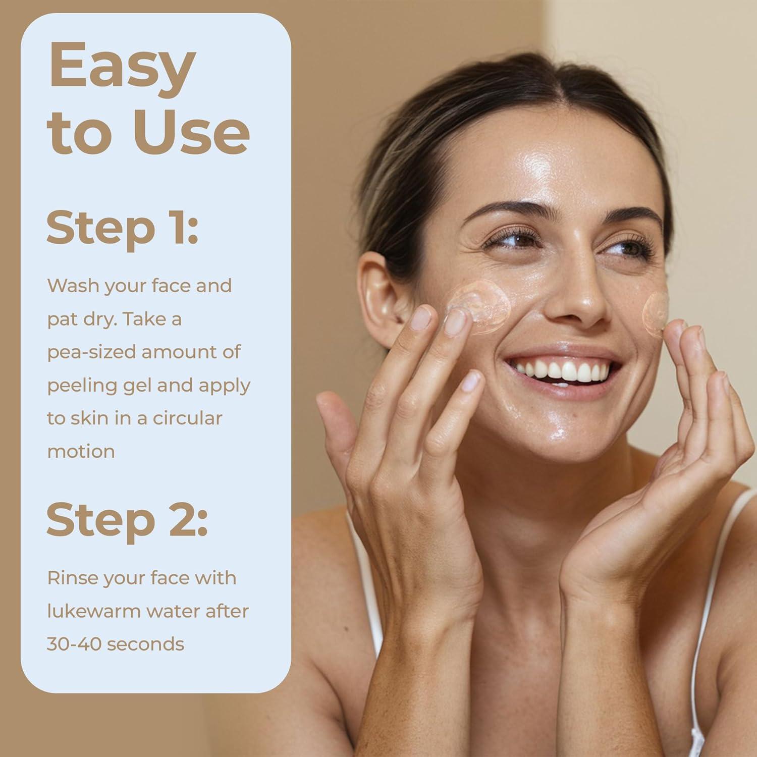 Vivo Per Lei Facial Peeling Gel - Contains Dead Sea Minerals and Nut Shell Powder - Gentle Face Exfoliator Scrub and Blackhead Remover - Peel Your Skin to a Fresher You - 3.4 Fl. Oz.
