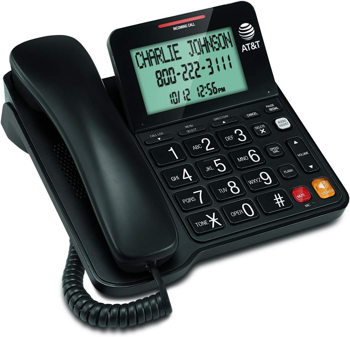 Black Corded Telephone with Speakerphone and Caller ID