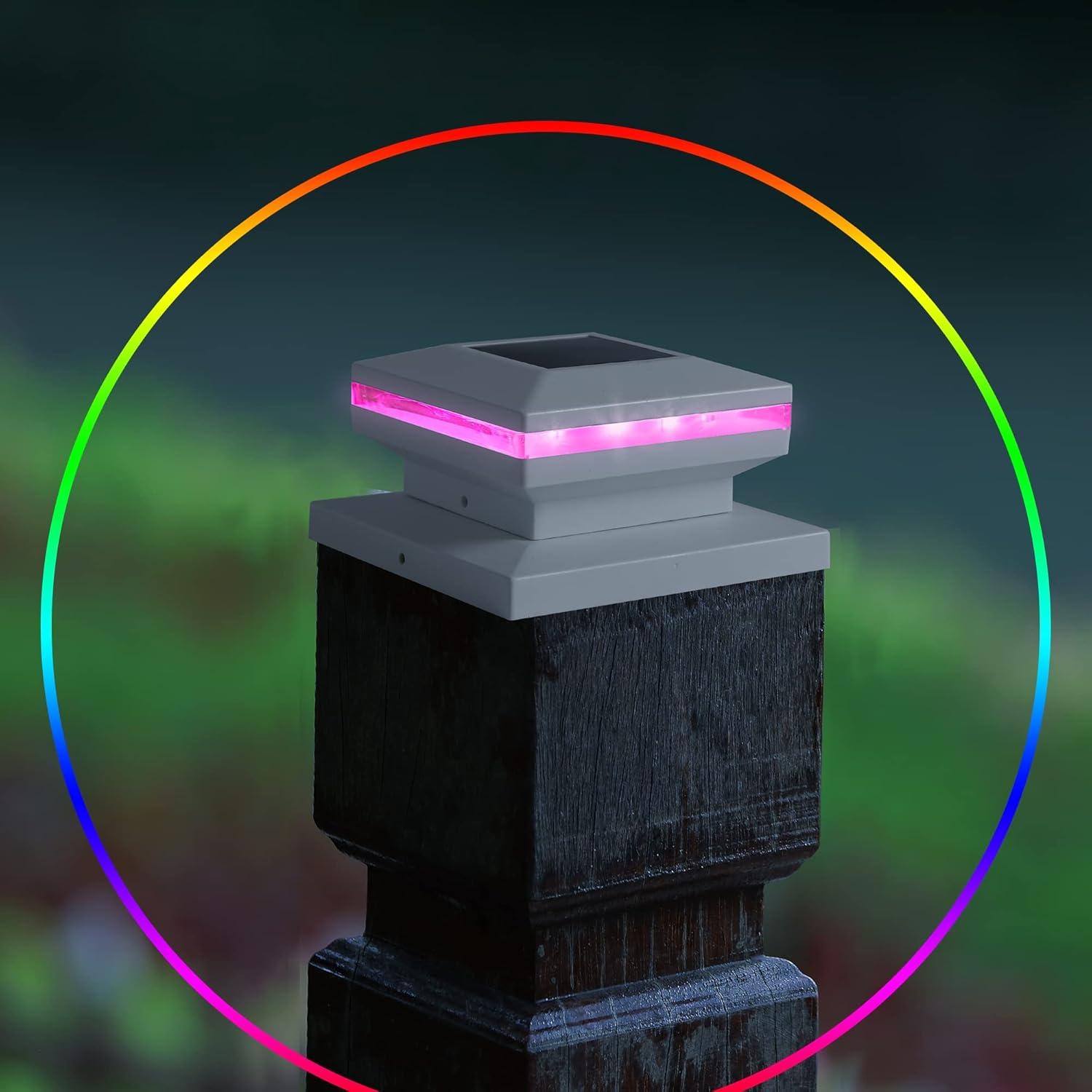 Dynaming 6 Pack Solar Post Cap Lights, Outdoor Decorative Post Solar Lights White Shell Caps Fit 4x4 5x5 6x6 Vinyl/Wooden Posts, Brightness Warm White LED Lighting for Garden Fence Deck Patio