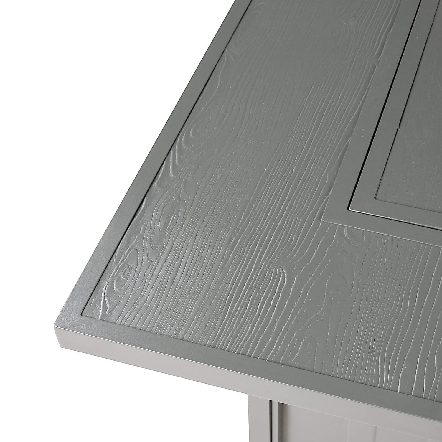 42" Square Aluminum 55000 BTUs Propane Modern Fire Table with 2 Covers - Gray - Oakland Living