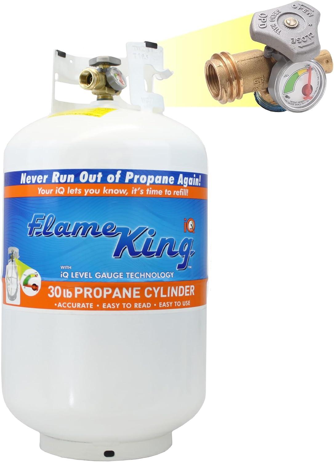 Flame King Flame King 30LB Empty Steel Propane Tank LP Cylinder, OPD Valve & Built-in Gauge for Grills & BBQs