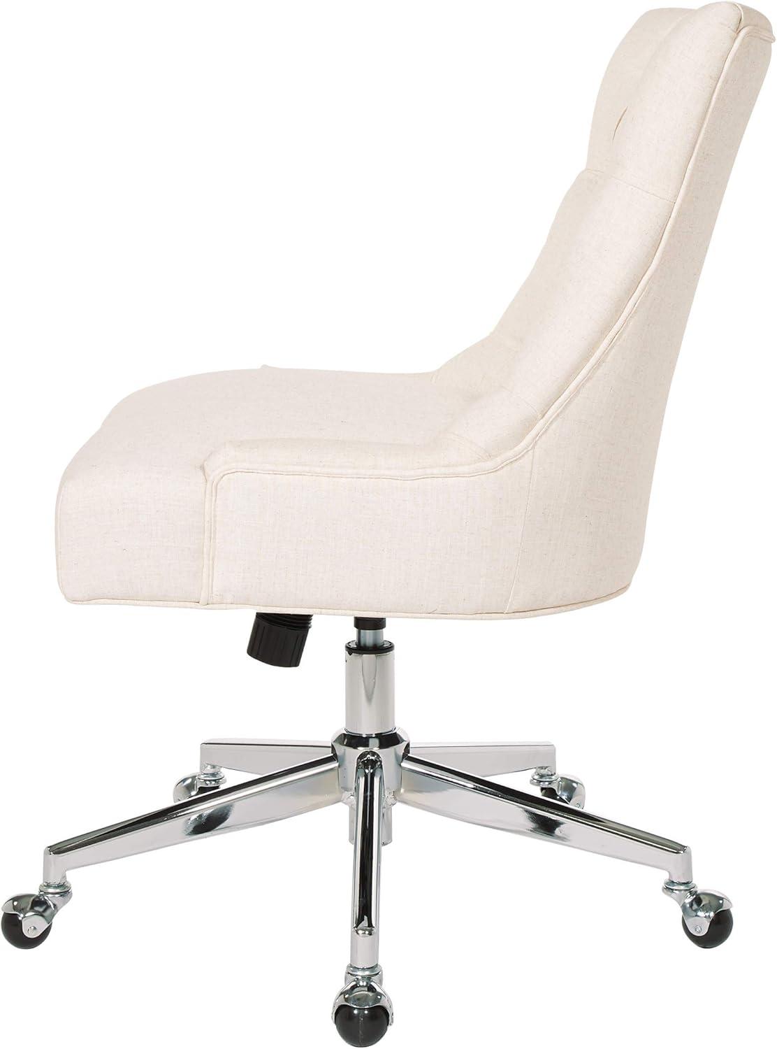 Amelia Office Chair Linen - OSP Home Furnishings: Swivel, Tufted, Adjustable Height, Metal Frame, No Arms