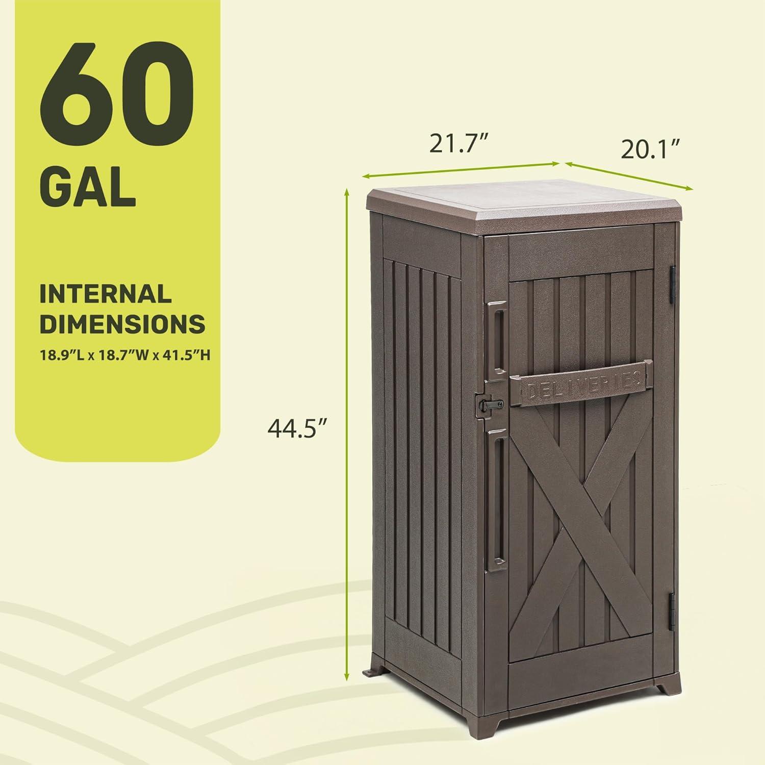 Brown 60-Gallon Resin Lockable Outdoor Deck Box