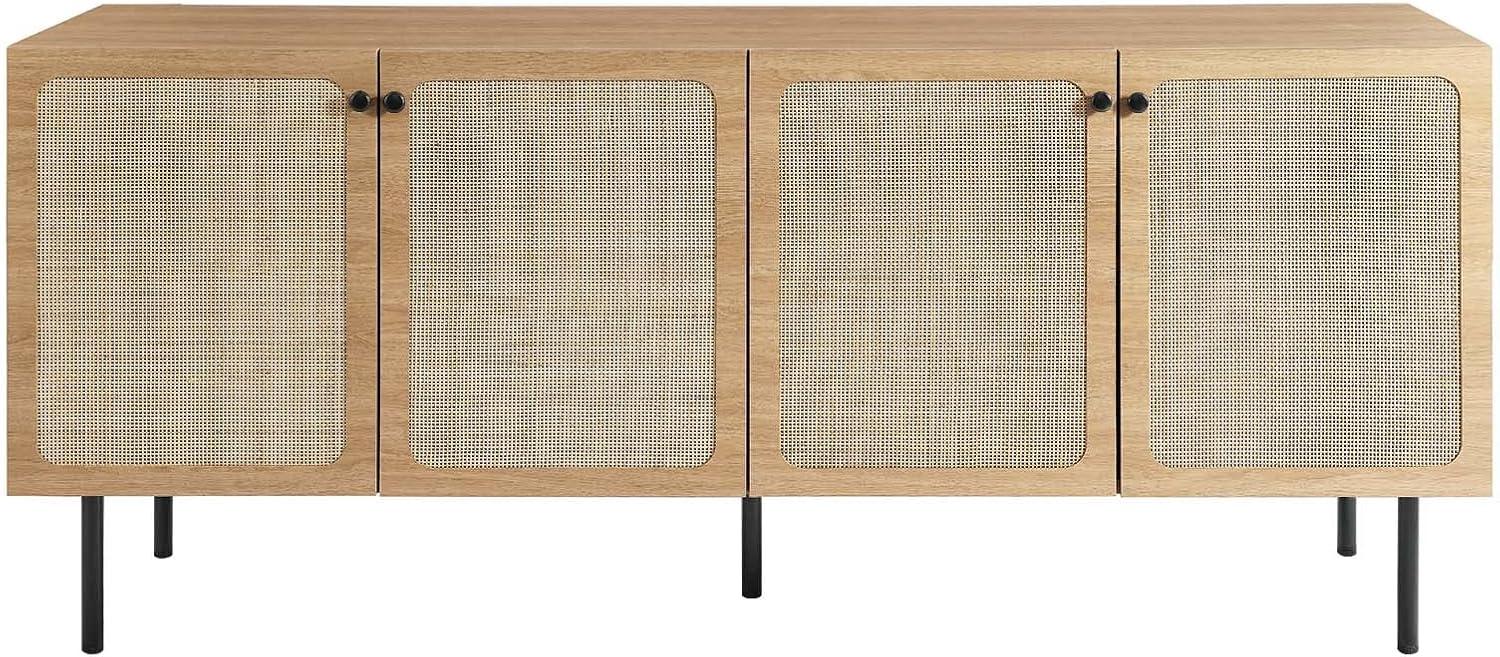 Chaucer Oak Wood Grain Textured Sideboard with Rattan Weaving