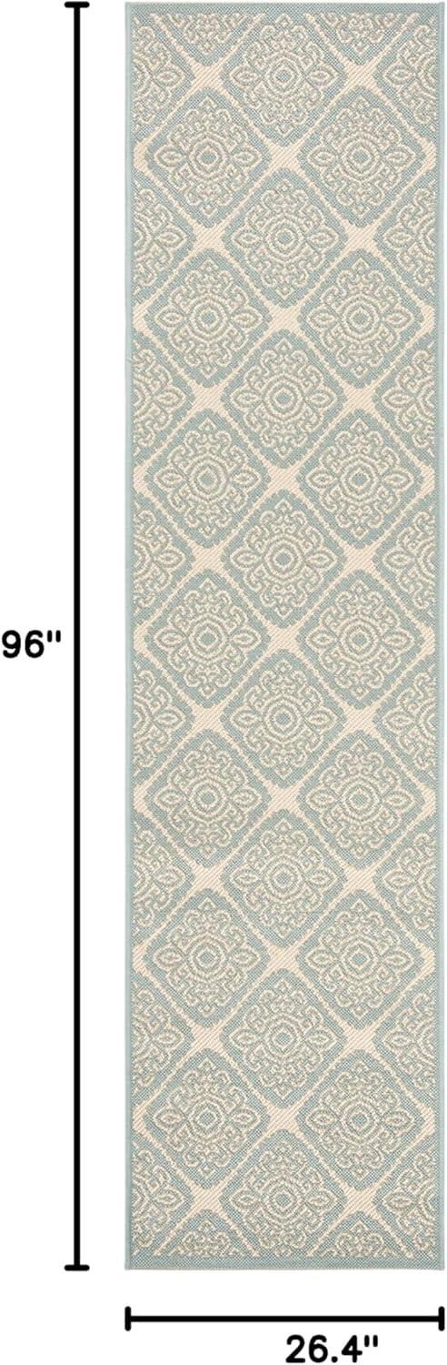 Cream Beige Flat Woven Geometric Synthetic Runner Rug