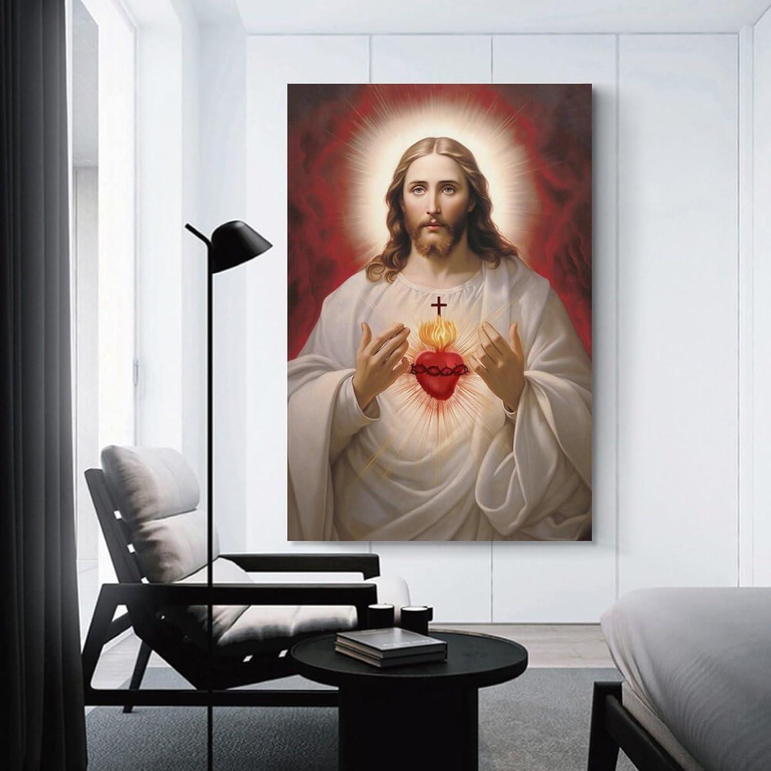 Sacred Heart of Jesus Religious Canvas Wall Art