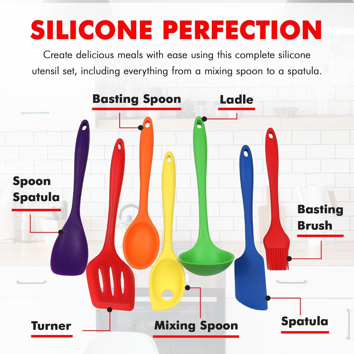 Chef Craft Premium Silicone Kitchen Tool and Utensil Set, 7 Piece Set, Assorted