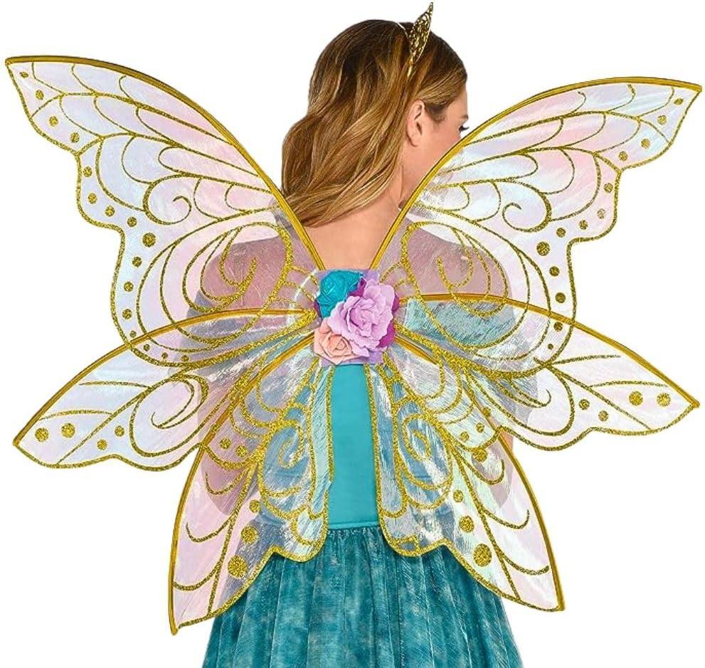 Amscan Glitter Gold Fairy Wings for Adults and Teens, Halloween Costume Accessory