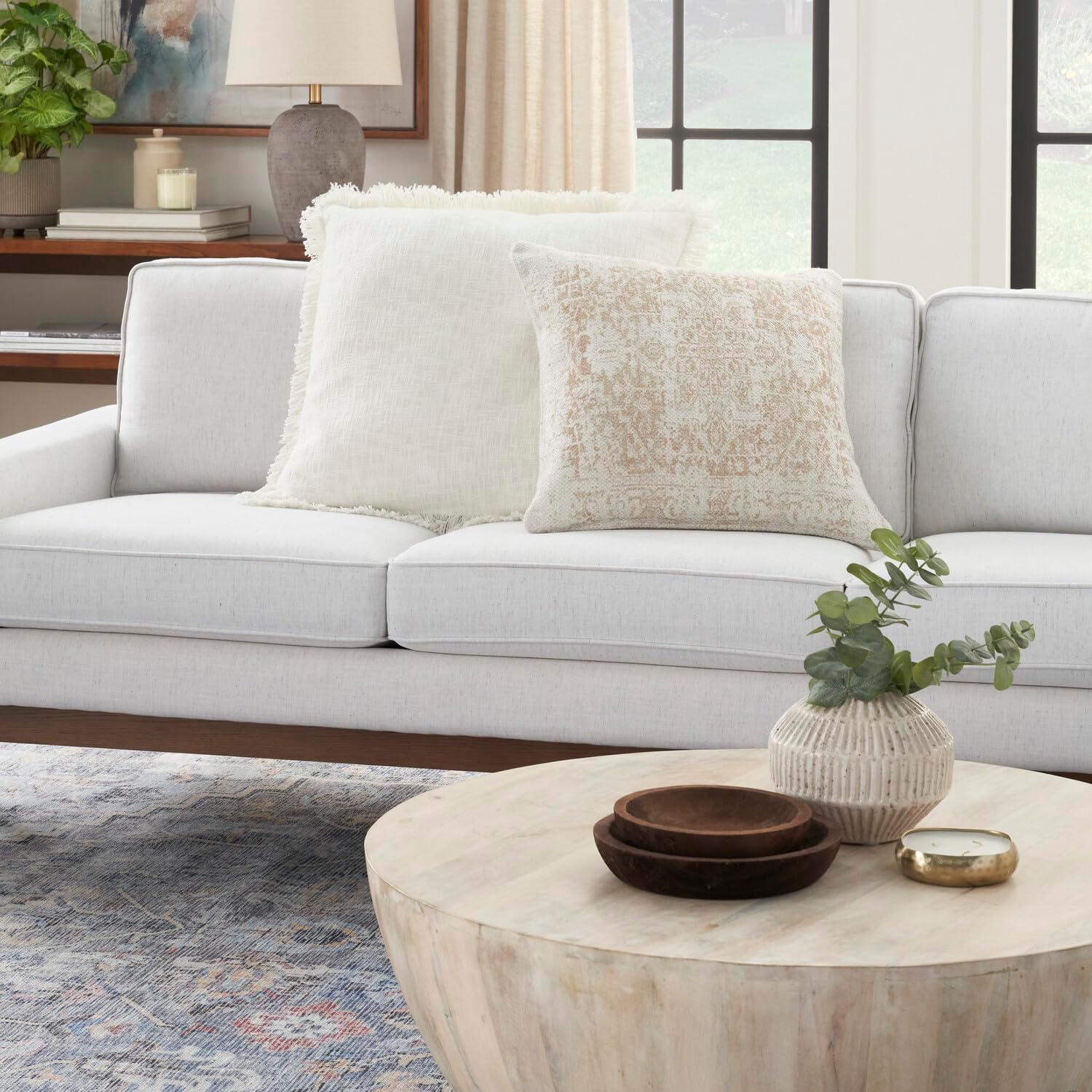 20"x20" Oversize Nicole Curtis Vintage Medallion Indoor Square Throw Pillow Ivory/Navy - Nicole Curtis: Handmade, 100% Cotton, Zipper Closure