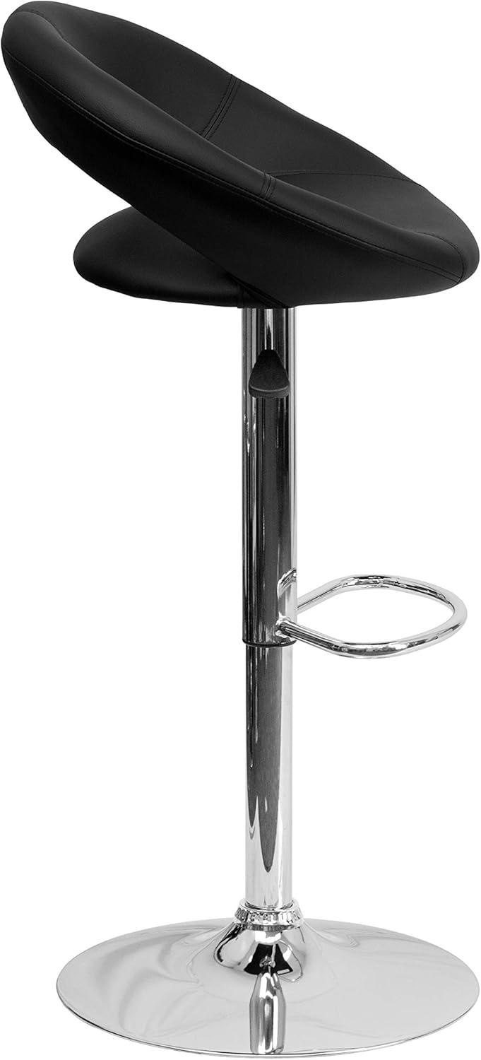 Flash Furniture Contemporary Vinyl Rounded Orbit-Style Back Adjustable Height Barstool with Chrome Base