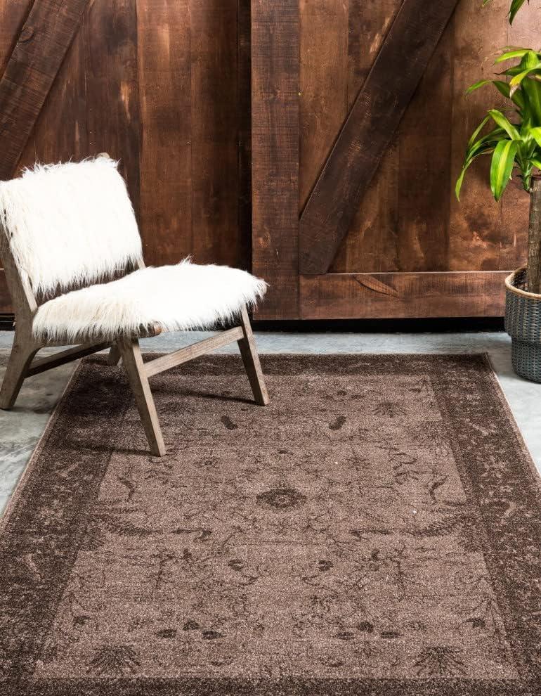 Elegant Floral Mirage Area Rug 9' x 12' in Brown and Beige