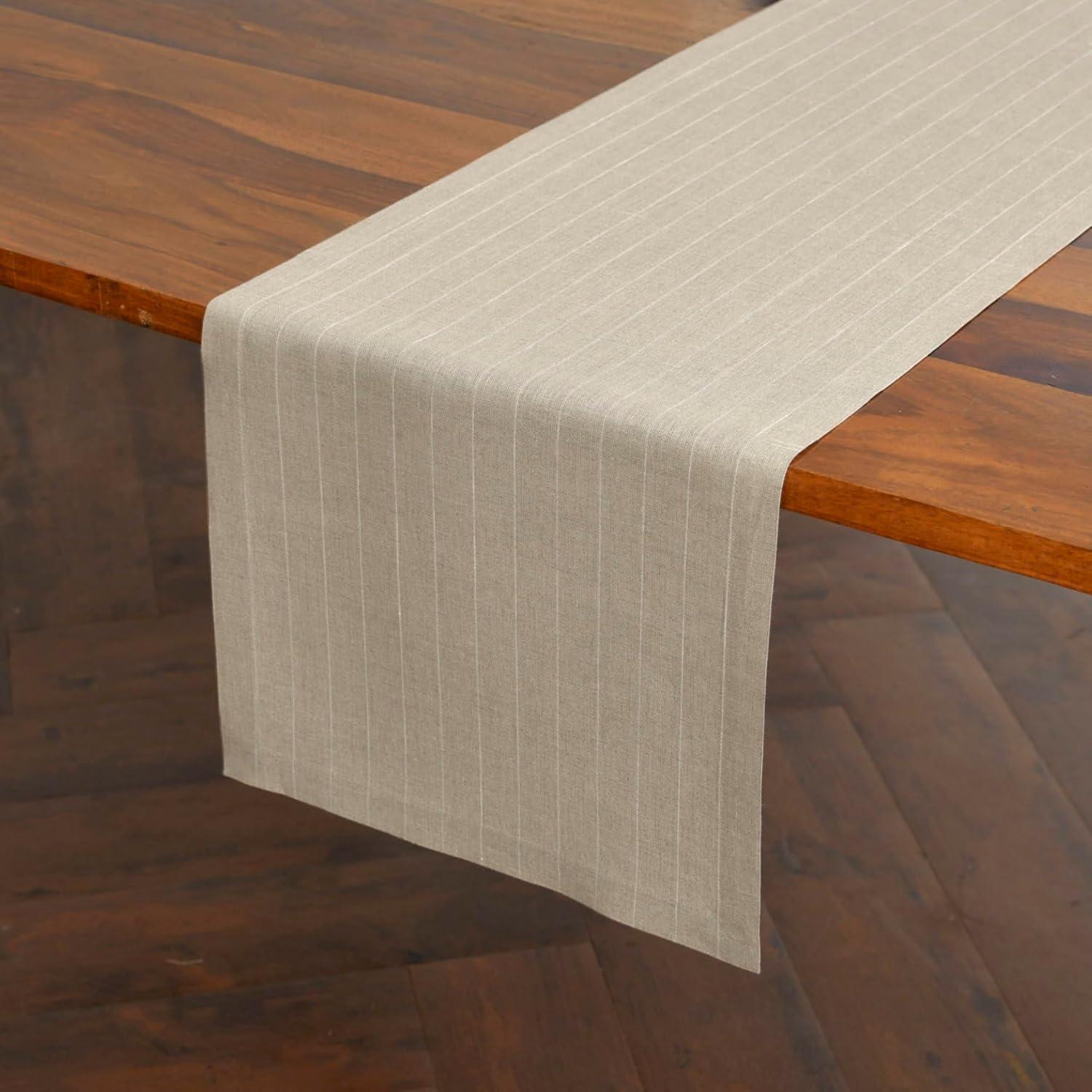 Pinstripe - 100% Pure Linen Rectangle Dining Table Runner