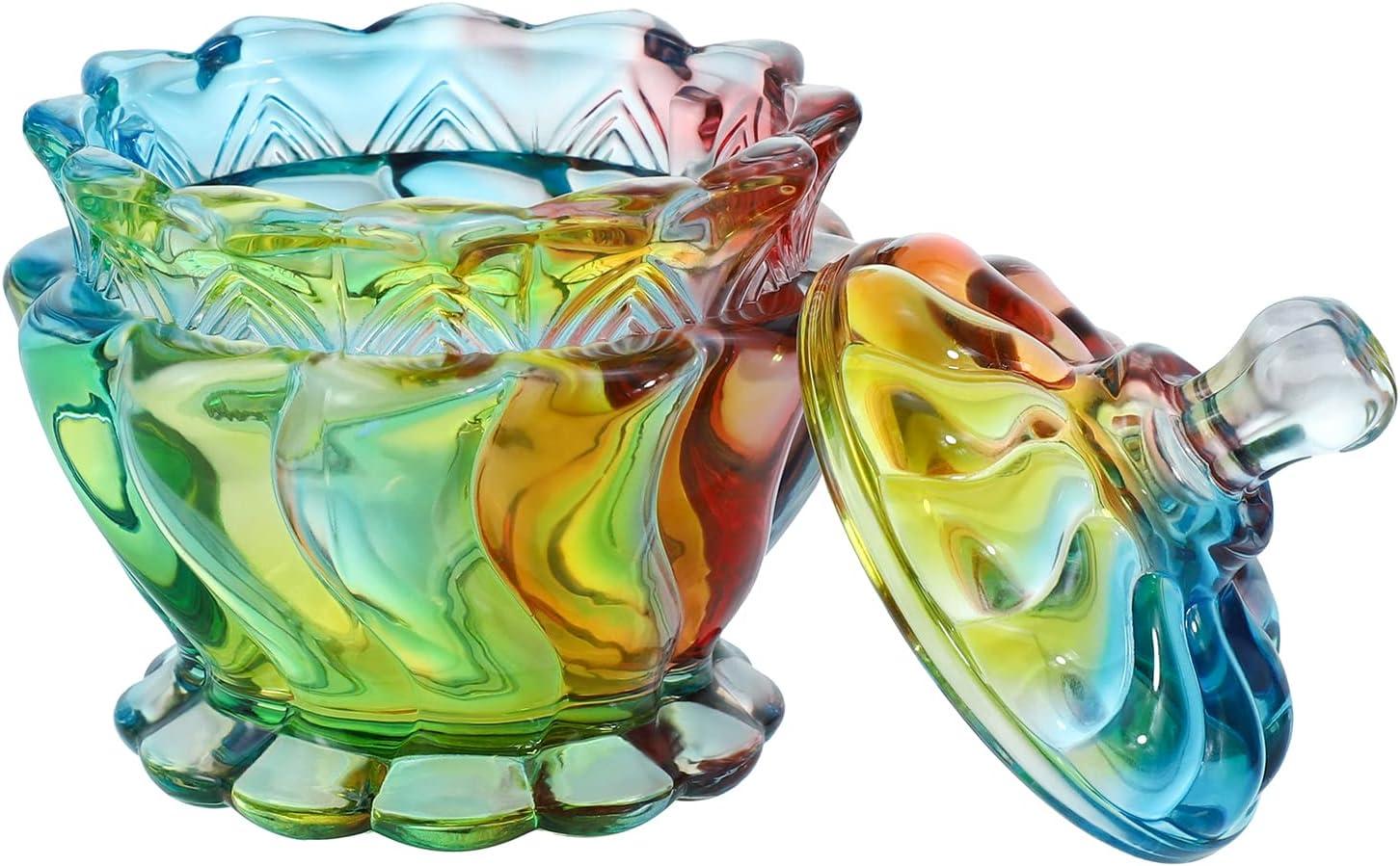 Royal Embossed Clear Glass Apothecary Jar With Lids, Candy Jar Containers Wedding Candy Buffet Jars Crystal Jewelry Box Food Jar 7oz