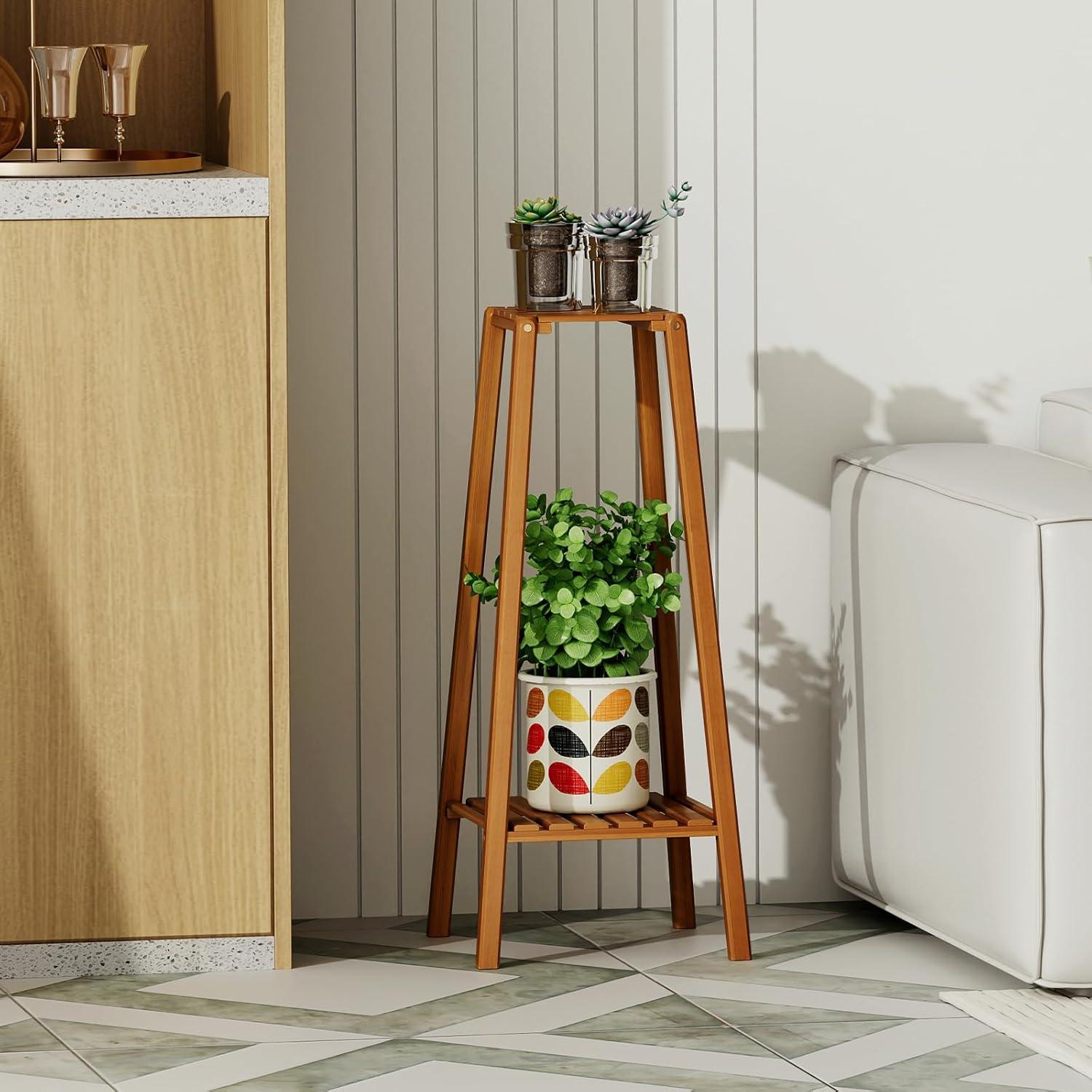 Magshion Bamboo 4 Tier Tall Plant Stand Pot Holder Small Space Table