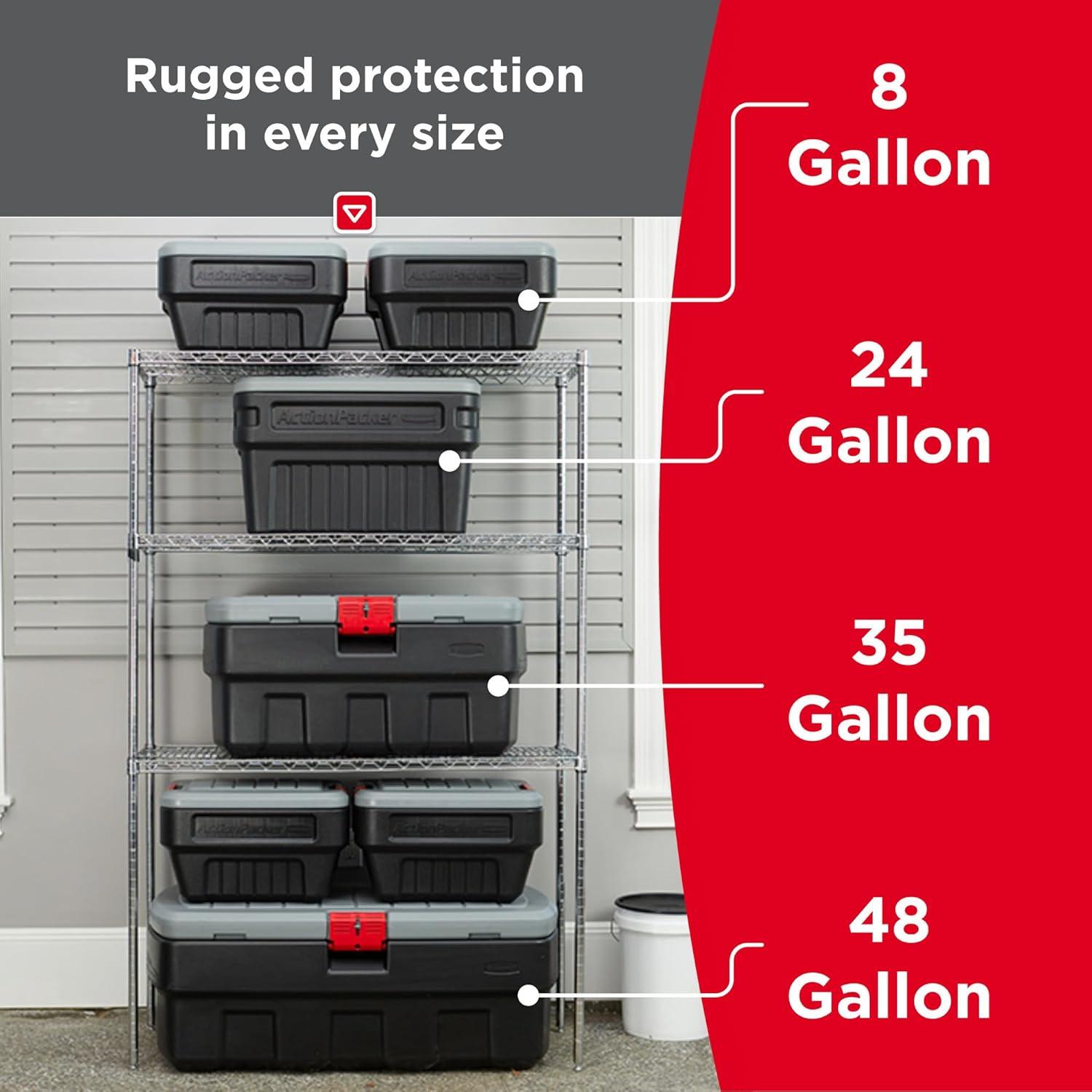 Rubbermaid Rubbermaid 35 Gal Wheeled Action Packer Heavy Duty Storage Tote with Lockable Lid