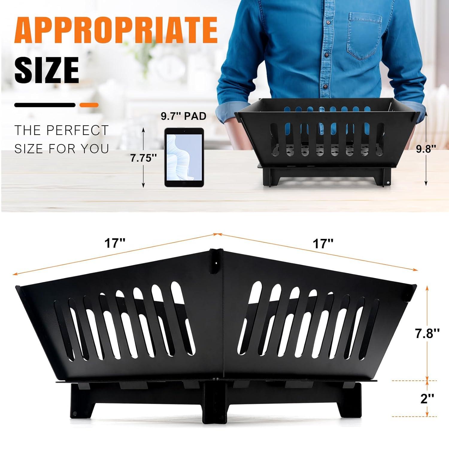 Portable Plug Fire Pit, 15.8 Inch Collapsible Firepits for Outside Wood Burning, Folding Outdoor Indoor Accessories for BBQ Camping Travel or Picnic, Foldable Fire Pits Bonfire of Backyard Patio