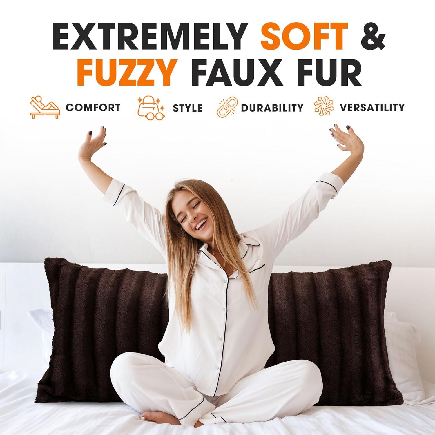Cheer Collection Faux Fur Throw Pillow