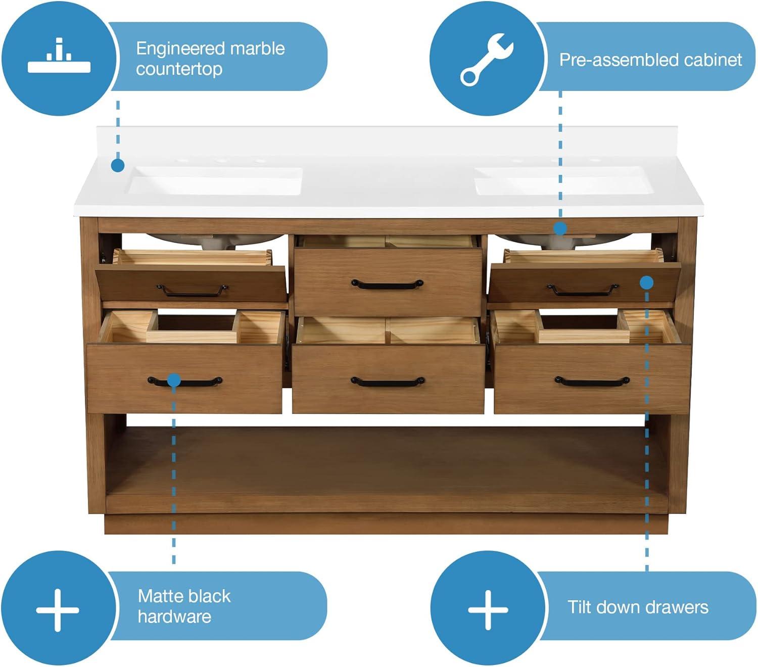 Carran 60" Double Bathroom Vanity Set